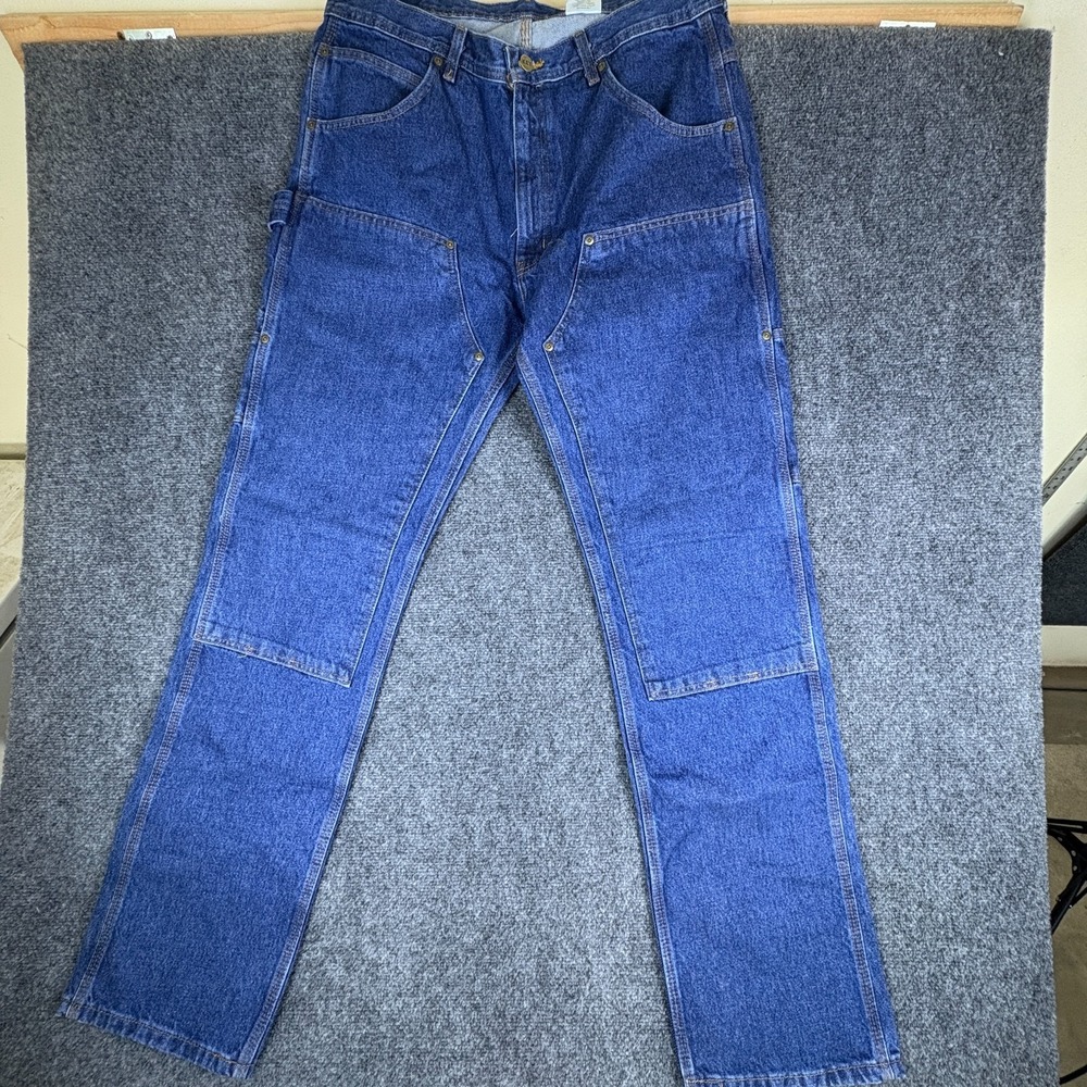 Key Apparel Carpenter Jeans Mens 36x35 Blue Denim Dungaree Cotton Double Front